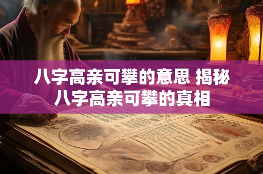 八字高亲可攀的意思 揭秘八字高亲可攀的真相