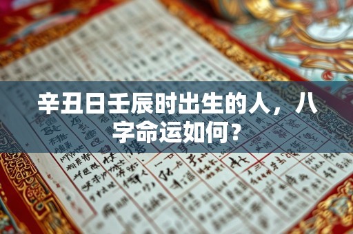 辛丑日壬辰时出生的人，八字命运如何？
