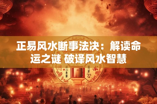 正易风水断事法决：解读命运之谜 破译风水智慧