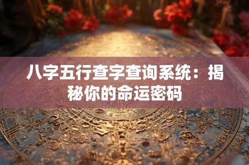八字五行查字查询系统：揭秘你的命运密码