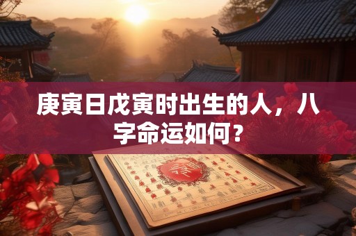 庚寅日戊寅时出生的人，八字命运如何？