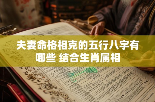 夫妻命格相克的五行八字有哪些 结合生肖属相