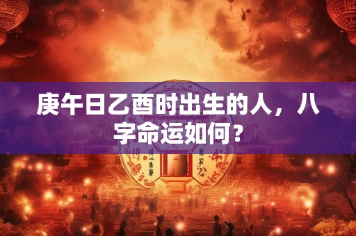 庚午日乙酉时出生的人，八字命运如何？