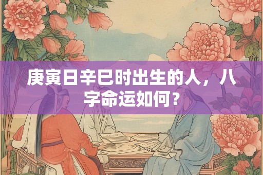 庚寅日辛巳时出生的人，八字命运如何？