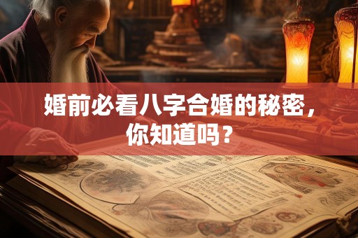 婚前必看八字合婚的秘密，你知道吗？