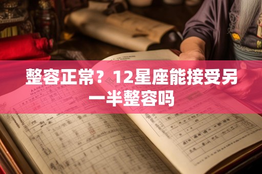 整容正常？12星座能接受另一半整容吗