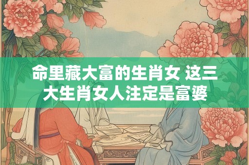 命里藏大富的生肖女 这三大生肖女人注定是富婆