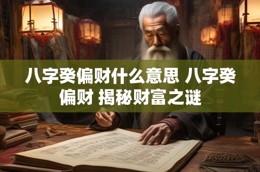 八字癸偏财什么意思 八字癸偏财 揭秘财富之谜