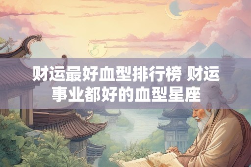 财运最好血型排行榜 财运事业都好的血型星座