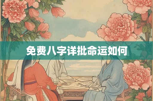 免费八字详批命运如何