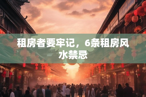 租房者要牢记，6条租房风水禁忌