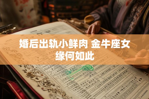 婚后出轨小鲜肉 金牛座女缘何如此
