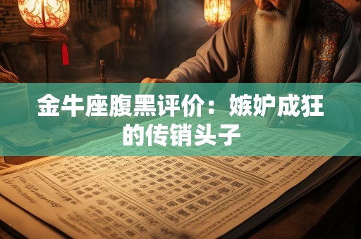 金牛座腹黑评价：嫉妒成狂的传销头子