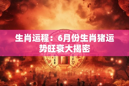 生肖运程：6月份生肖猪运势旺衰大揭密