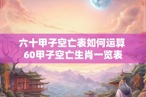 六十甲子空亡表如何运算 60甲子空亡生肖一览表