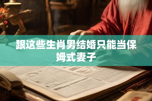 跟这些生肖男结婚只能当保姆式妻子