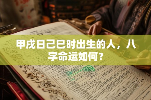 甲戌日己巳时出生的人，八字命运如何？