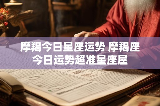 摩羯今日星座运势 摩羯座今日运势超准星座屋