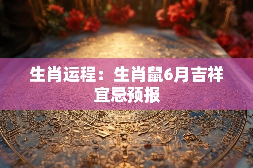 生肖运程：生肖鼠6月吉祥宜忌预报