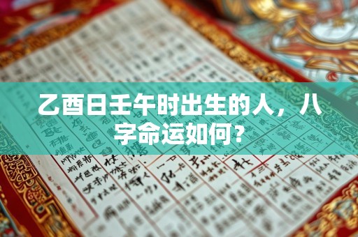乙酉日壬午时出生的人，八字命运如何？