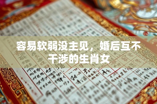 容易软弱没主见，婚后互不干涉的生肖女