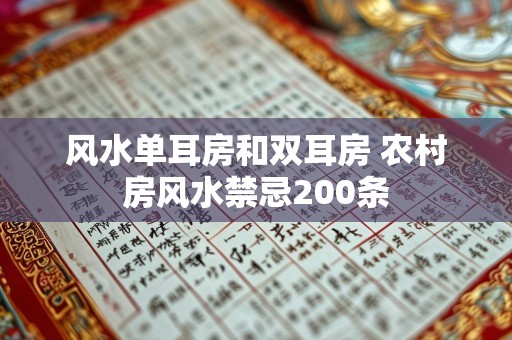 风水单耳房和双耳房 农村房风水禁忌200条