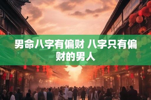 男命八字有偏财 八字只有偏财的男人