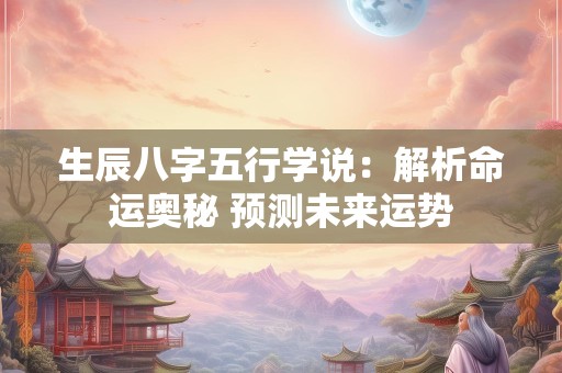 生辰八字五行学说：解析命运奥秘 预测未来运势