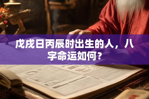 戊戌日丙辰时出生的人，八字命运如何？