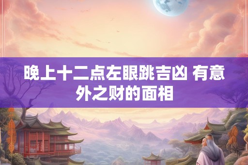 晚上十二点左眼跳吉凶 有意外之财的面相