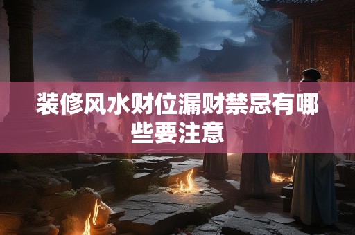 装修风水财位漏财禁忌有哪些要注意