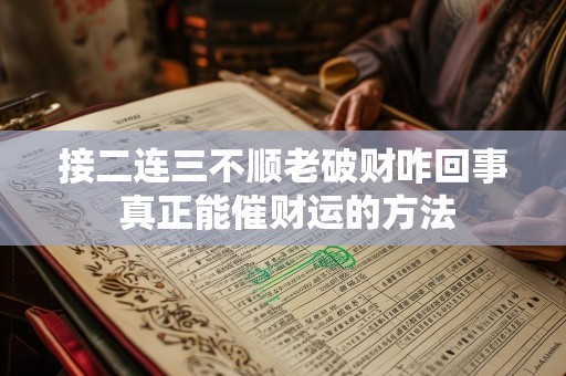 接二连三不顺老破财咋回事 真正能催财运的方法