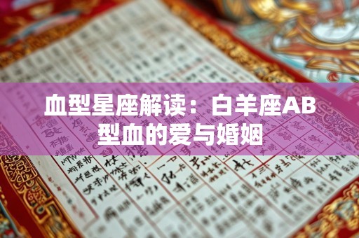 血型星座解读：白羊座AB型血的爱与婚姻