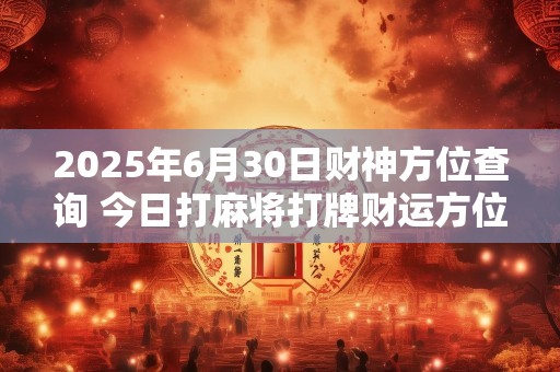 2025年6月30日财神方位查询 今日打麻将打牌财运方位