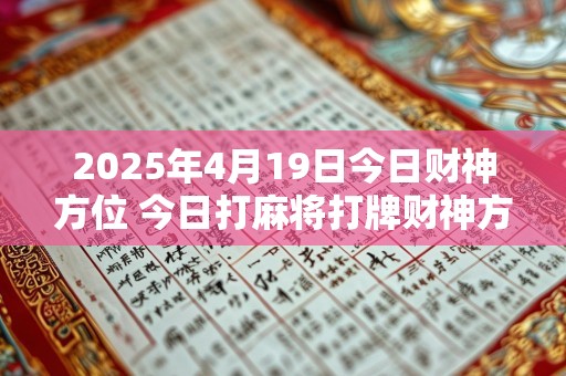 2025年4月19日今日财神方位 今日打麻将打牌财神方位