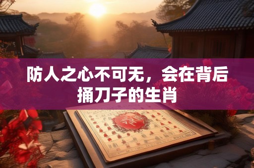 防人之心不可无，会在背后捅刀子的生肖