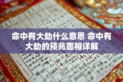 命中有大劫什么意思 命中有大劫的预兆面相详解