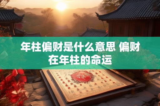 年柱偏财是什么意思 偏财在年柱的命运