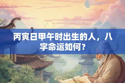 丙寅日甲午时出生的人，八字命运如何？