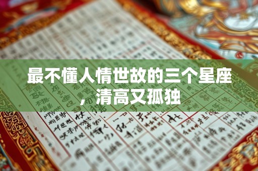 最不懂人情世故的三个星座，清高又孤独
