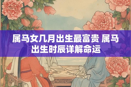 属马女几月出生最富贵 属马出生时辰详解命运