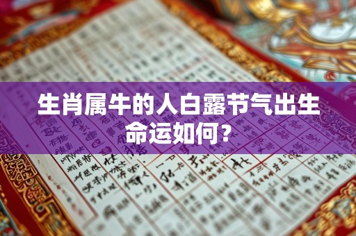 生肖属牛的人白露节气出生命运如何？