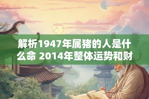 解析1947年属猪的人是什么命 2014年整体运势和财运如何