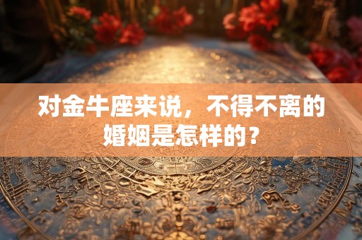 对金牛座来说，不得不离的婚姻是怎样的？