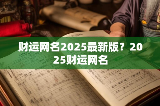 财运网名2025最新版？2025财运网名