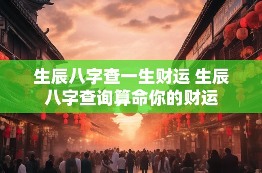 生辰八字查一生财运 生辰八字查询算命你的财运