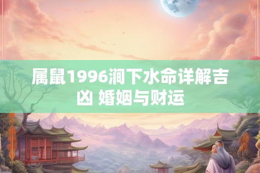属鼠1996涧下水命详解吉凶 婚姻与财运