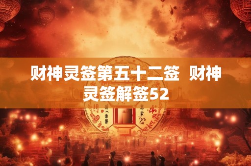 财神灵签第五十二签  财神灵签解签52