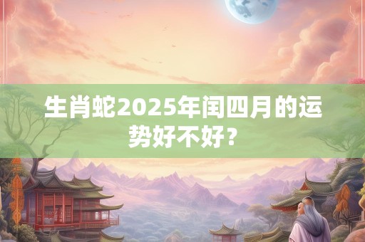 生肖蛇2025年闰四月的运势好不好？