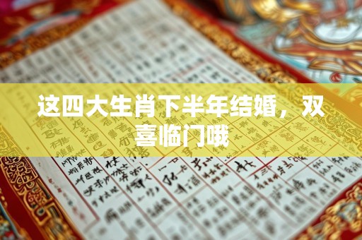 这四大生肖下半年结婚，双喜临门哦